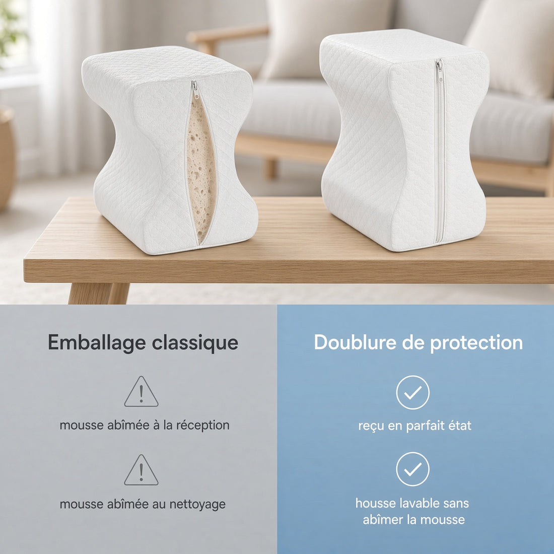 Coussin Genoux Alignia – Mousse à mémoire de forme avec sangle