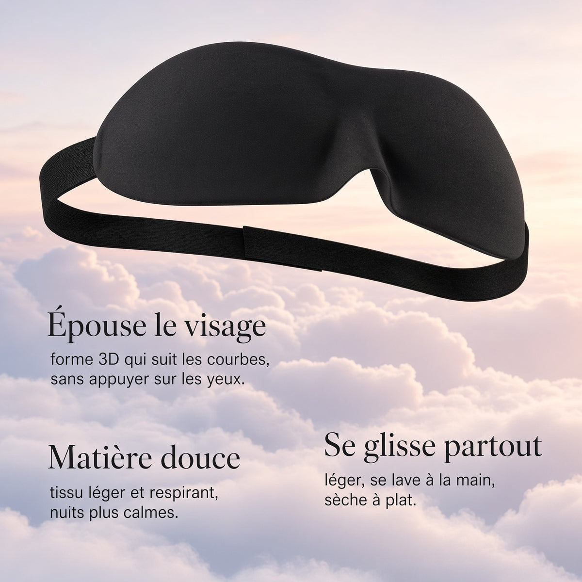 Masque de sommeil 3D Alignia – Occultant, sans pression sur les yeux